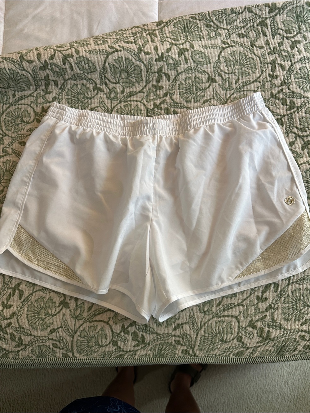 Lilly Pulitzer White Women's Athletic Shorts with Elastic pants inside